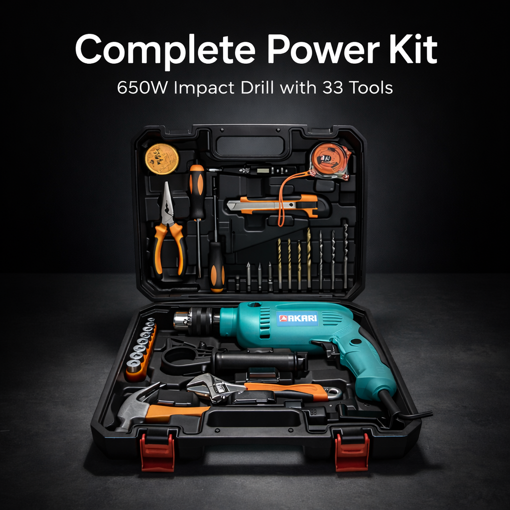 Akari 13mm Impact Drill Machine with 33Pcs Tools Kit and BMC Box, 650 Watt (APT-IDK-33-KIT) 2