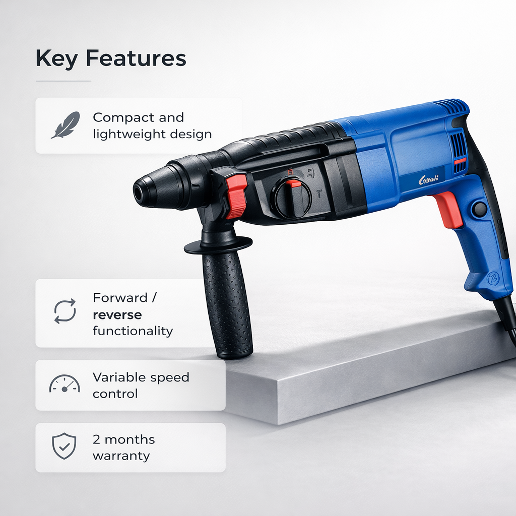Yking 650W 26mm Hammer Drill Machine with 2 Months Warranty (3326 B) 2