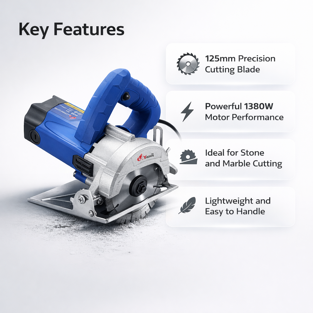 Yking 1380W 125mm Marble Cutter with 2 Months Warranty (4425-B), ideal for stone cutting 2