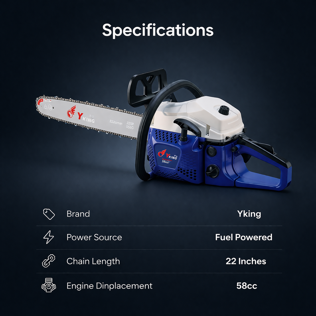 Yking 22 Inch, 58CC Gasoline Chain Saw| for tree felling, limbing, bucking, and pruning(5836P) 4