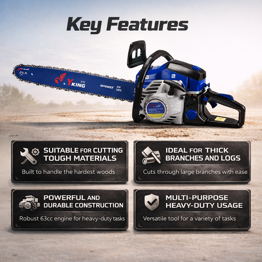 Yking 24 Inch 2700W Petrol Chain Saw with 2.7KW engine| ideal for cutting through tough materials  (6224-P) 3