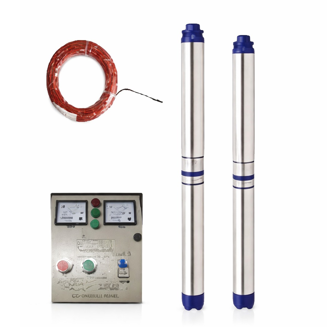 GANPATI JINDAL  2HP 15 Stage Single Phase Pure Copper Oil Filled Borewell Submersible Pump Set with Control Panel & 60m Safety Wire 2
