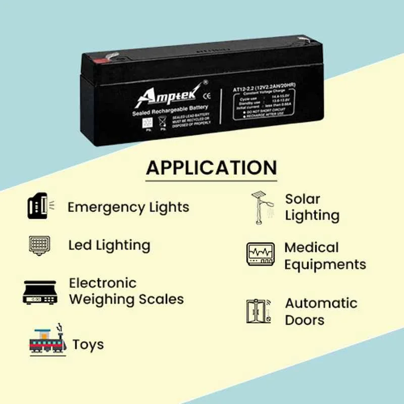 Amptek 12V 2.2Ah Rechargeable SMF Battery 3