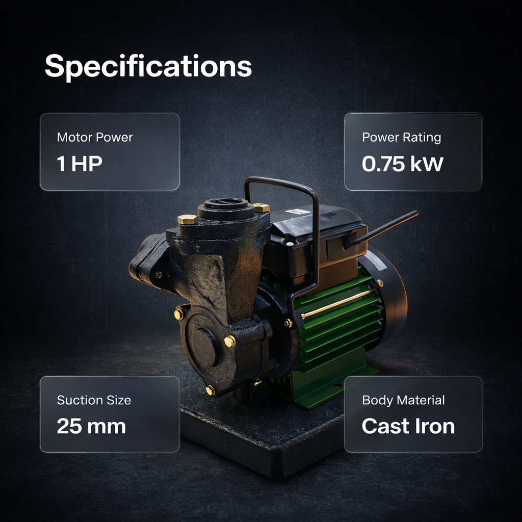 Damor 1HP Single Phase Pure Copper Green Self Priming Monoblock Pump 4