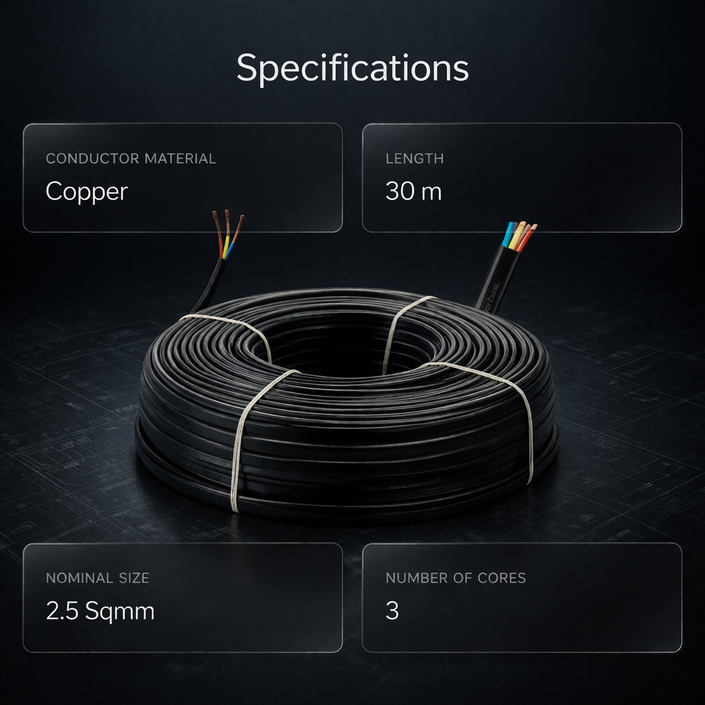 Damor 30m 2.5 Sqmm 3 Core Copper Submersible Flat Cable 4