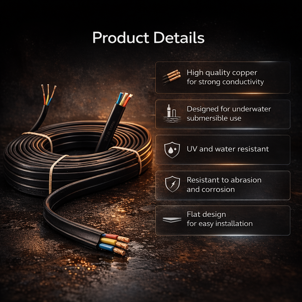 Damor 50m 2.5 Sqmm 3 Core Copper Submersible Flat Cable 5