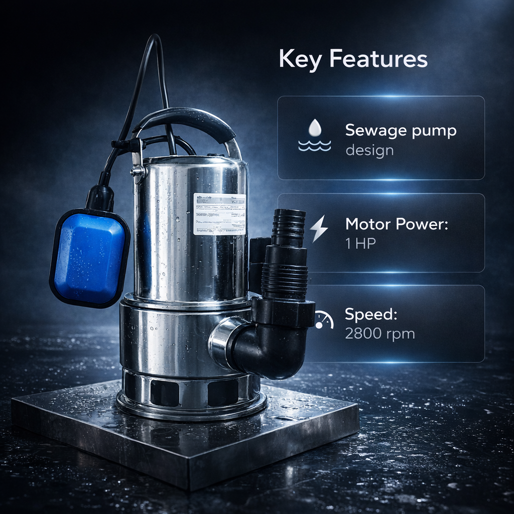 Damor ECO SS 75 1HP Stainless Steel Single Phase Sewage Submersible Pump 3