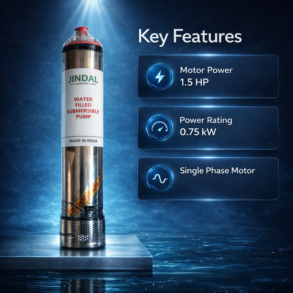 GANPATI JINDAL1.5HP 12 Stage Pure Copper Water Filled Submersible Pump with 12 Months Warranty 2