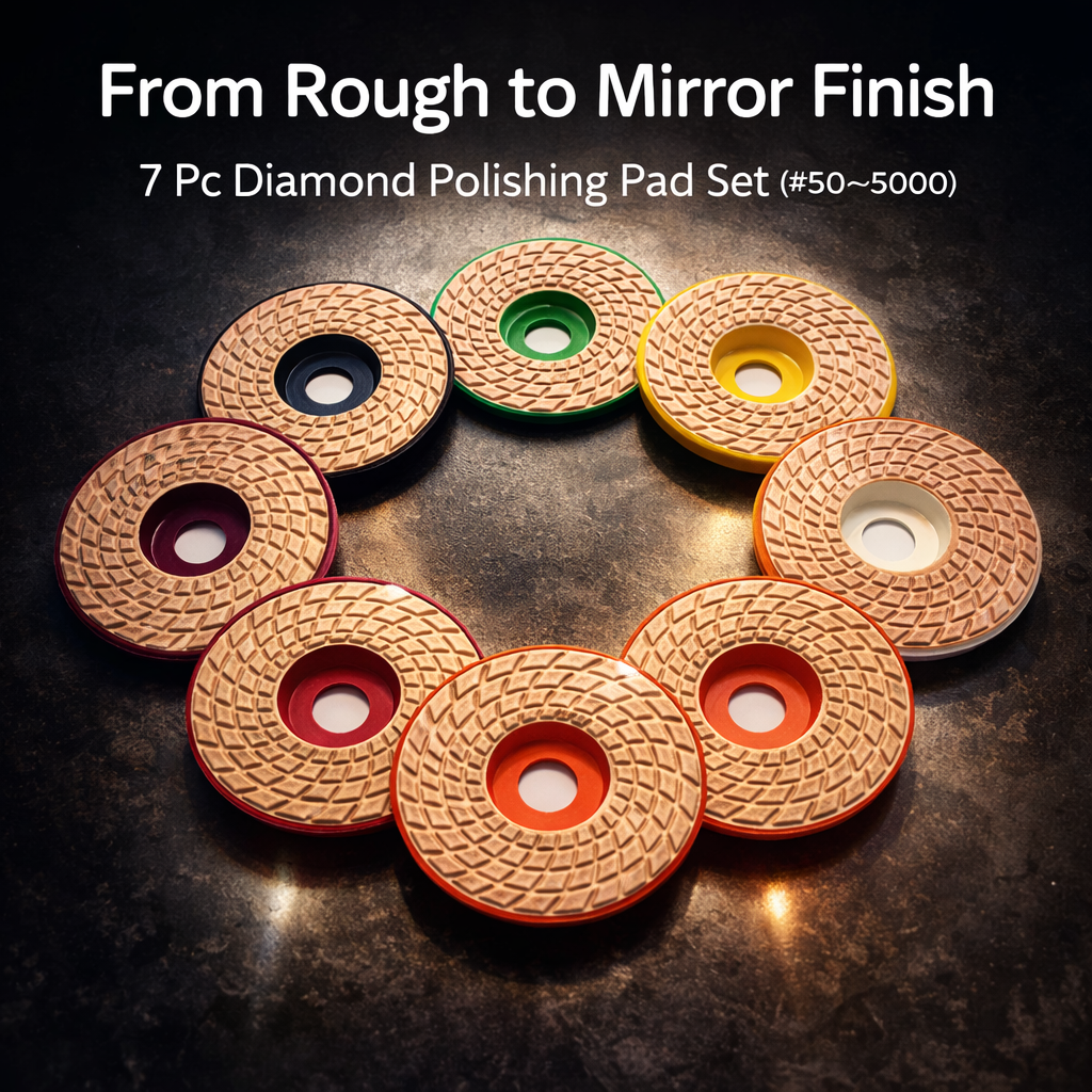 7Pcs 4-Inch Diamond Polishing Pads Set (Grit 50-5000) |  Polisher Pads for Angle Grinder (0 to 6) (100mm polish pad 7pcs set) 2