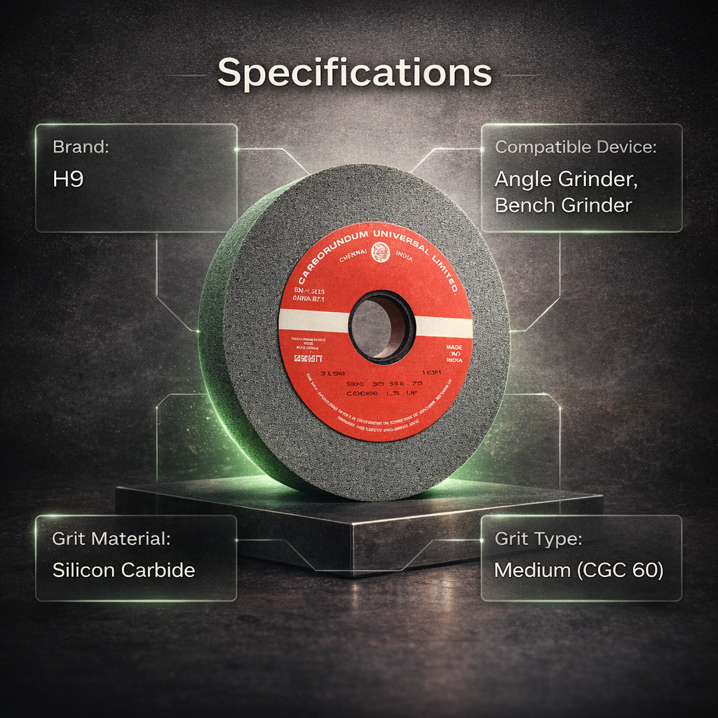 H9 Carborundum/CUMI 8-Inch Green Silicon Carbite Grinding Wheel - 200x25x31.75 mm CGC 60 for carbite (Cumi-CGC-60-200x25x31-fine-1pc) 4