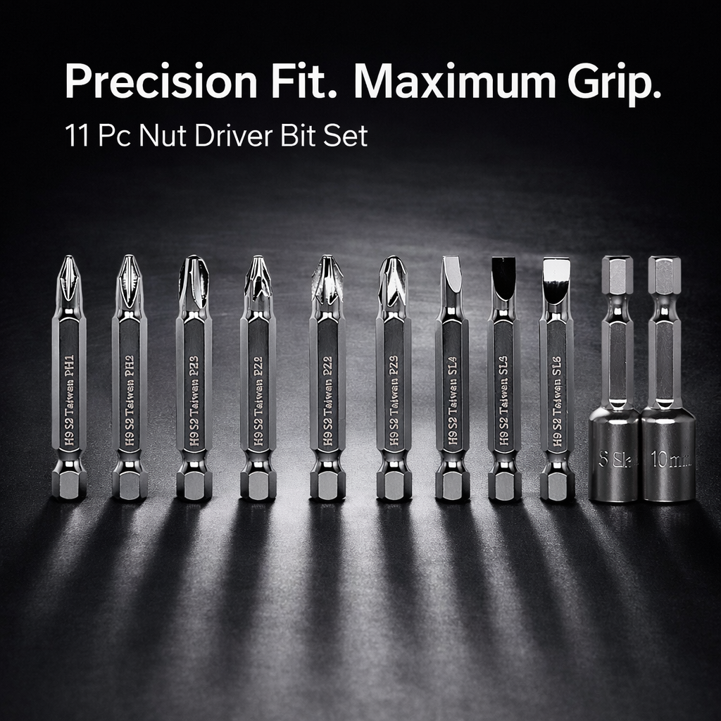 H9 11-Piece Screwdriver Bit Set with Nut Setter & Strong Magnetic Holder DIY, Auto & Home Repairs 2