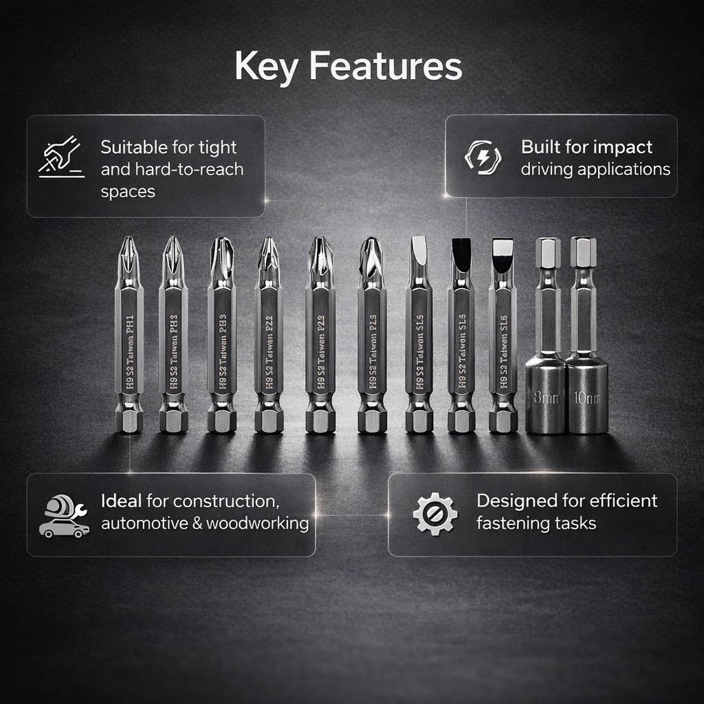 H9 11-Piece Screwdriver Bit Set with Nut Setter & Strong Magnetic Holder DIY, Auto & Home Repairs 3