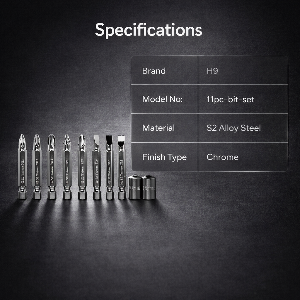 H9 11-Piece Screwdriver Bit Set with Nut Setter & Strong Magnetic Holder DIY, Auto & Home Repairs 4