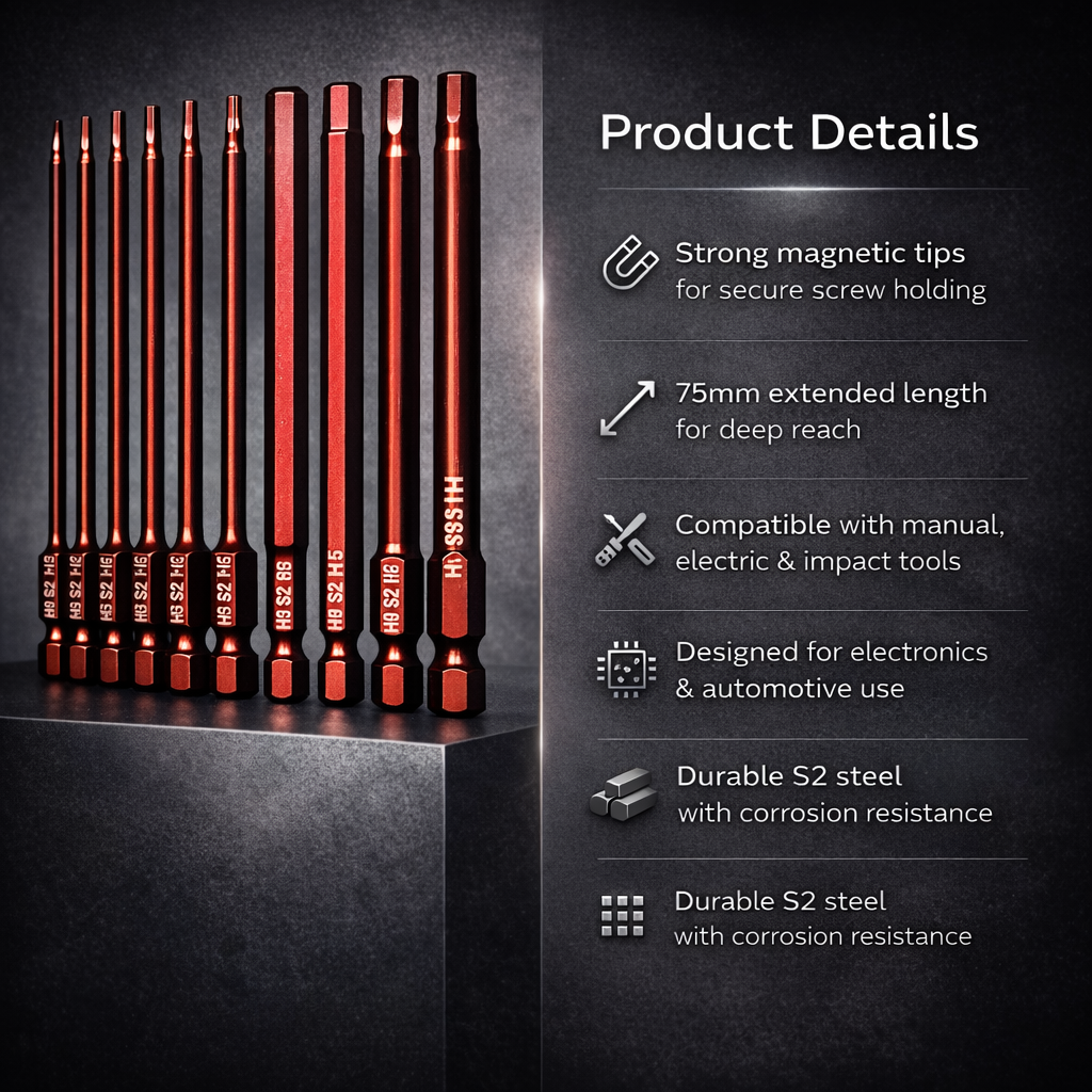 H9 11-PCS Impact Security Torx Bit Set – Magnetic Tamper Resistant Star 6-Point Screwdriver Bits (11-Trox-S-hole-Bit) 5