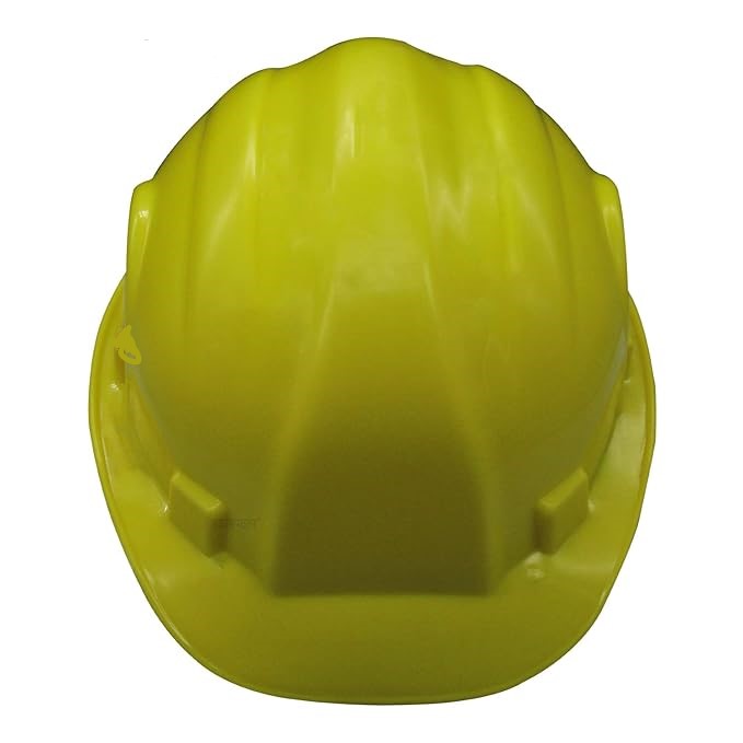 Yellow Without Rachet Heavy Duty Safety Hard Hat - High-Impact ABS Shell Construction Helmet - Secure Fit Chin Strap and Moisture-Wicking Swea 2