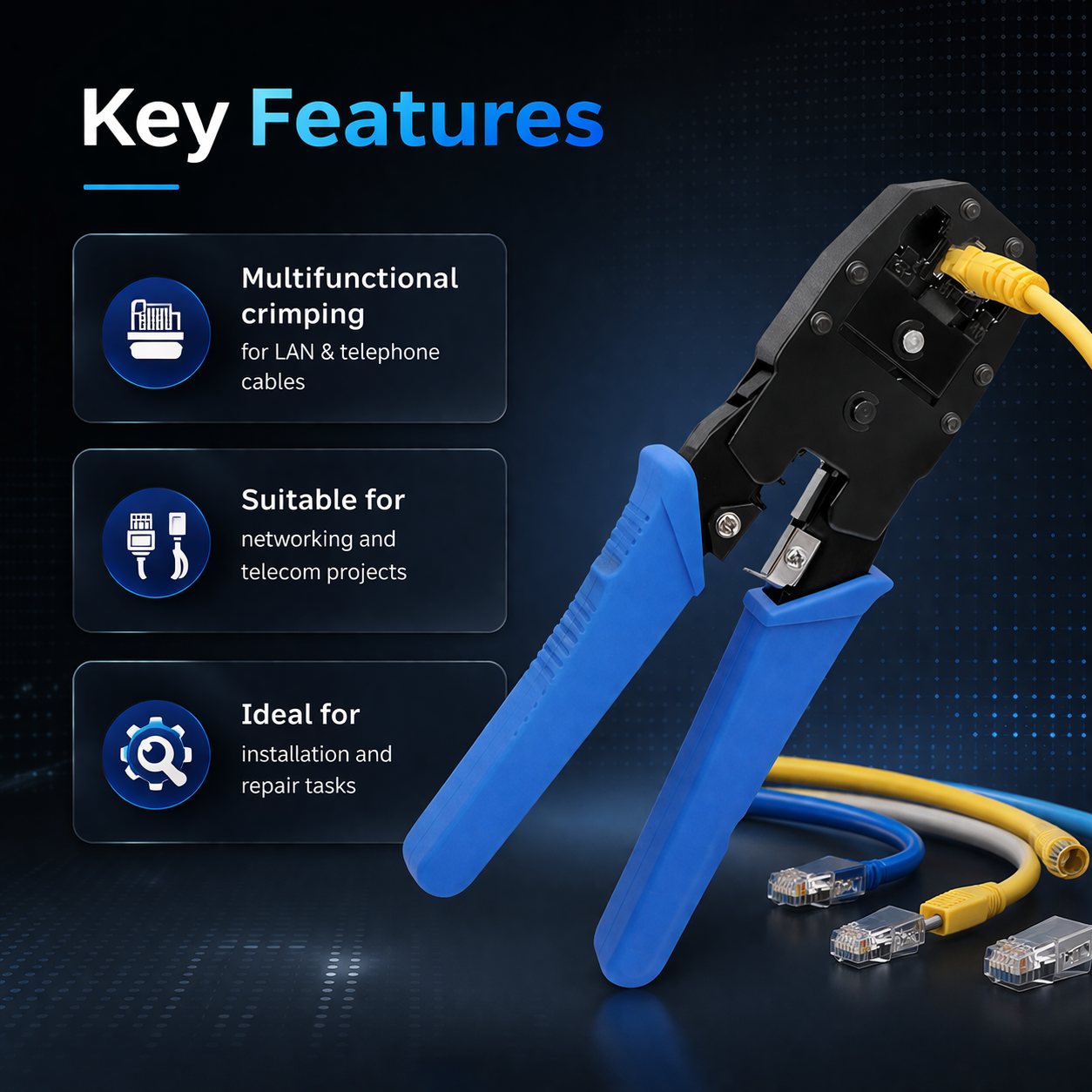 Hukums Multifunctional Modular Plug Crimping Tools For LAN Network/Telephone Cable 3