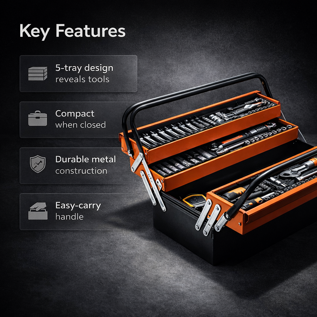 Hukums Cantilever Metal Tools Box With 84 Pcs Tools Set 3