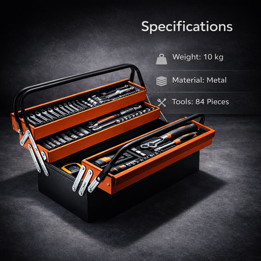 Hukums Cantilever Metal Tools Box With 84 Pcs Tools Set 4