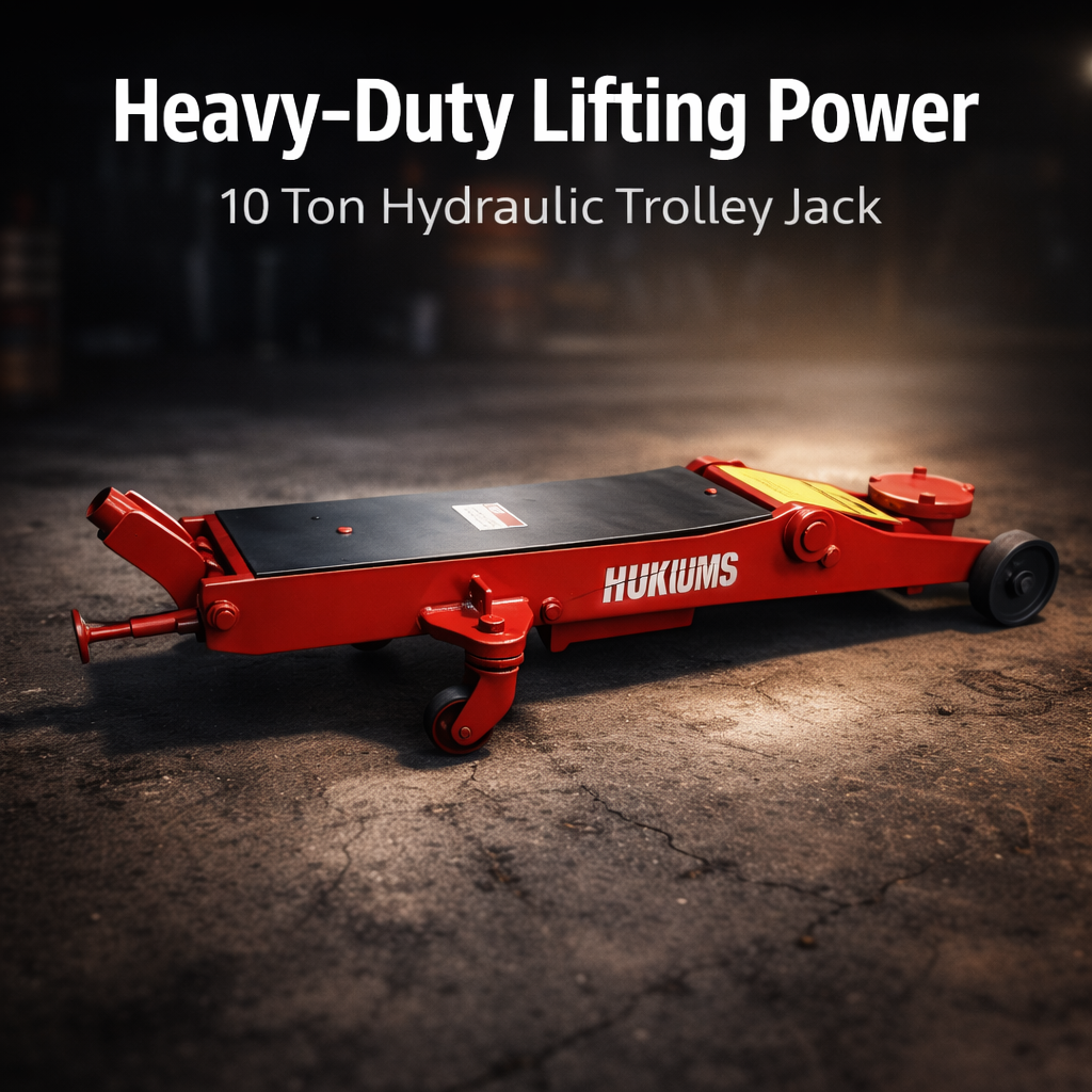 Hukums 10 Ton Capacity Hydraulic Trolley Jack (HTJ10)|  For Garage and Workshop  2