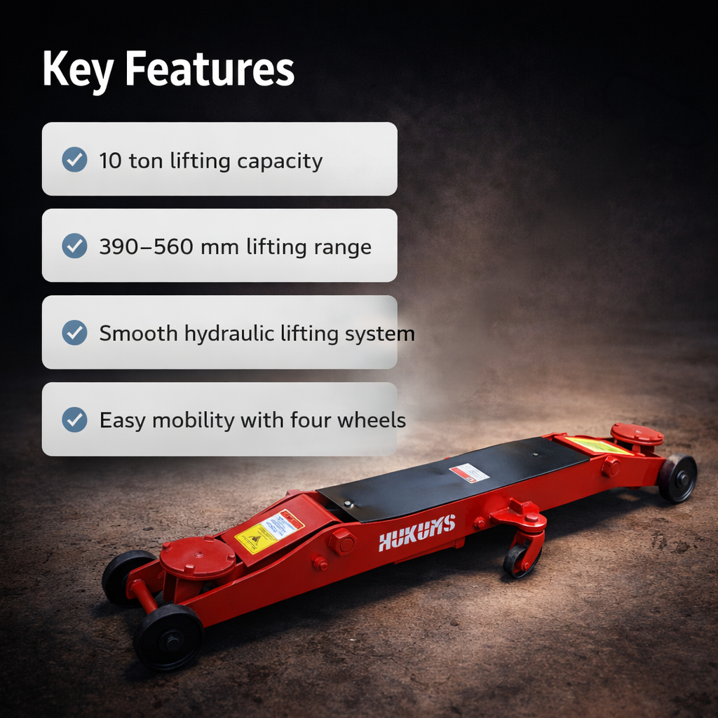 Hukums 10 Ton Capacity Hydraulic Trolley Jack (HTJ10)|  For Garage and Workshop  3