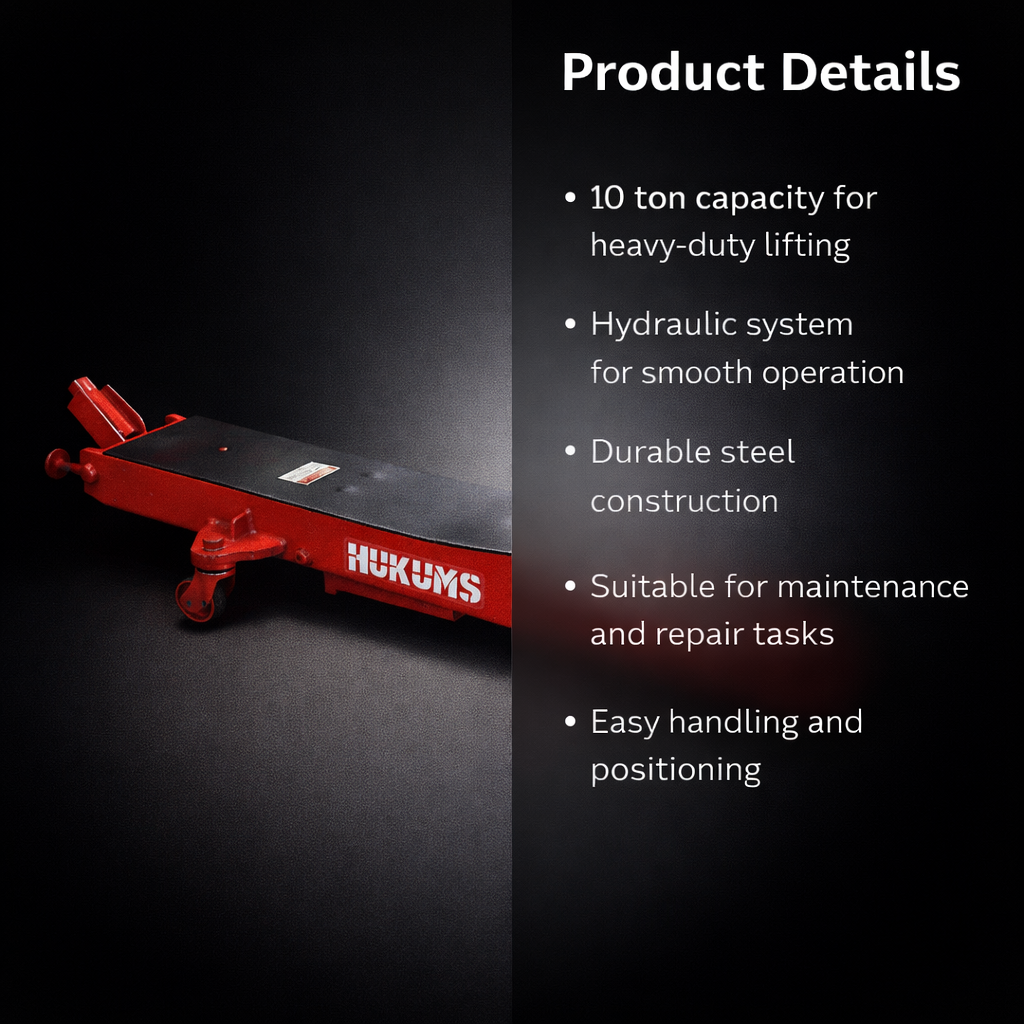 Hukums 10 Ton Capacity Hydraulic Trolley Jack (HTJ10)|  For Garage and Workshop  5