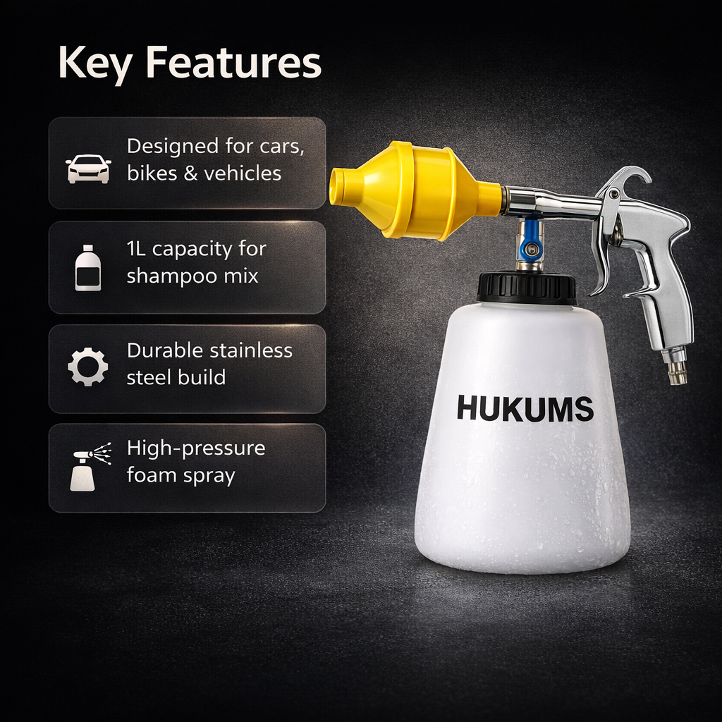 Hukums 1/2 Inch Air Foam Gun with 1L Cup Capacity| For Washing car & bikes   3