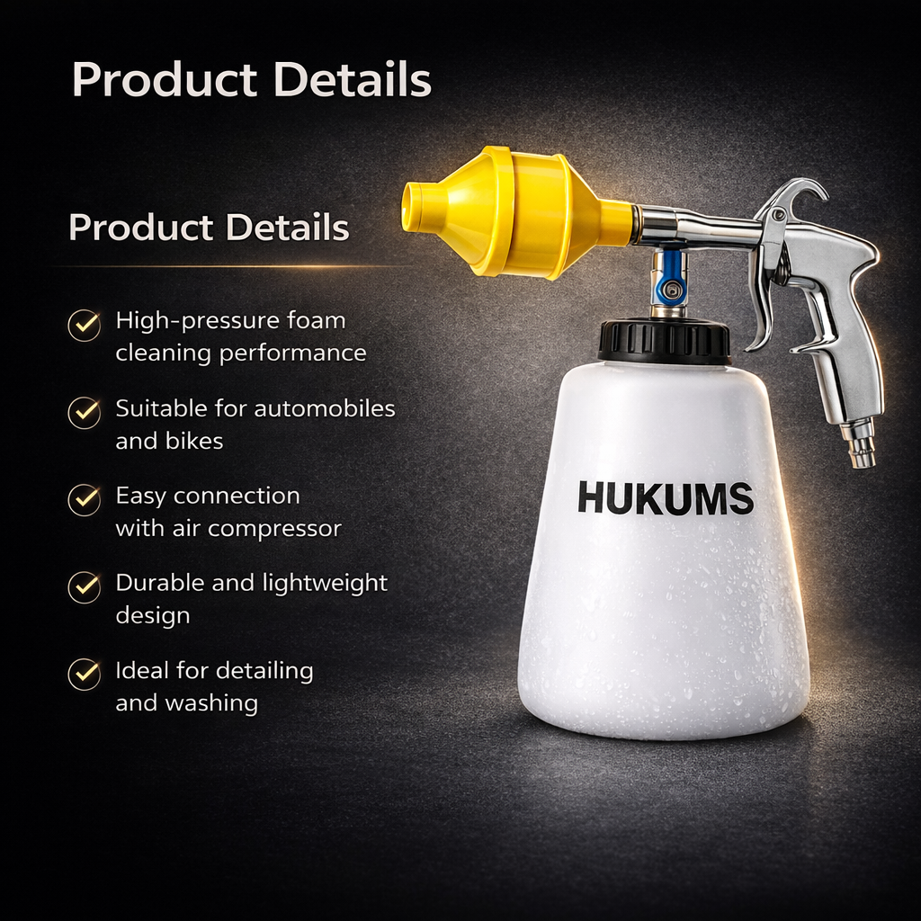 Hukums 1/2 Inch Air Foam Gun with 1L Cup Capacity| For Washing car & bikes   5
