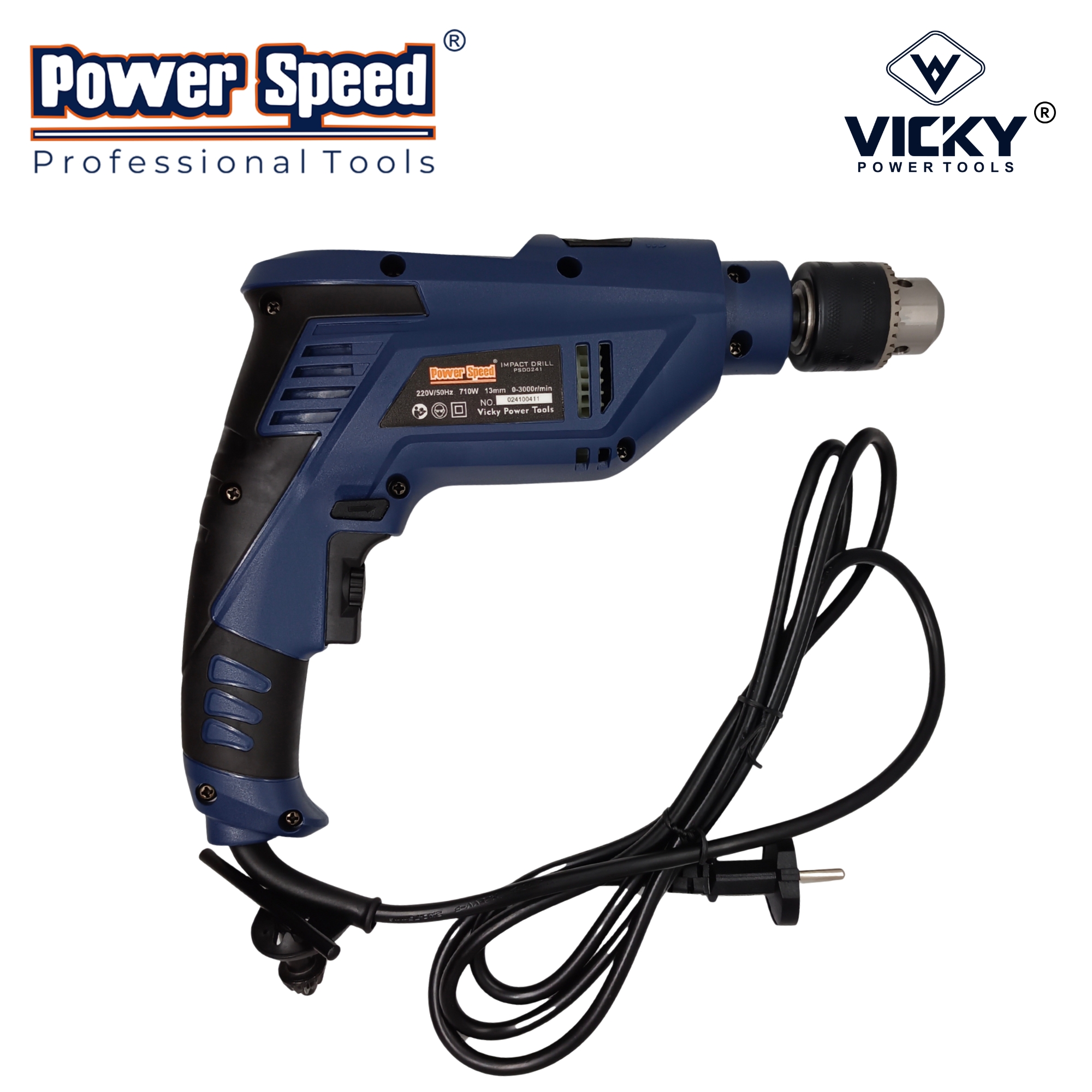 PowerSpeed PSD0241 Impact Drill, 710W High Torque Motor, 13mm Chuck, Variable Speed, Forward & Reverse Rotation, Soft Grip, Double Insulated(PSD0241) 2