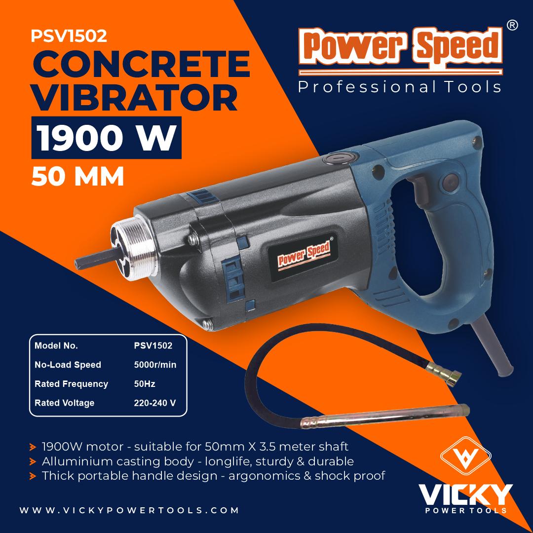PowerSpeed PSV1502 Concrete Vibrator Machine (50mm) | 1900W Heavy Duty Motor | Aluminium Casting Body | Ergonomic Shock-Proof Handle( PSV1502) 3