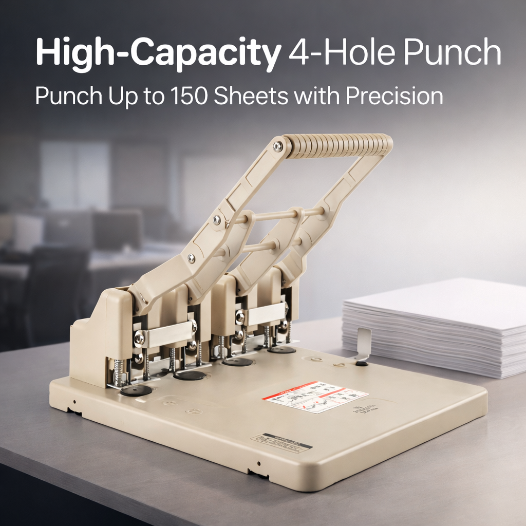 Kangaro HDP-4160 4 Hole Heavy Duty Metal Paper Punch| 150 Sheets Capacity | Office Essentials  2