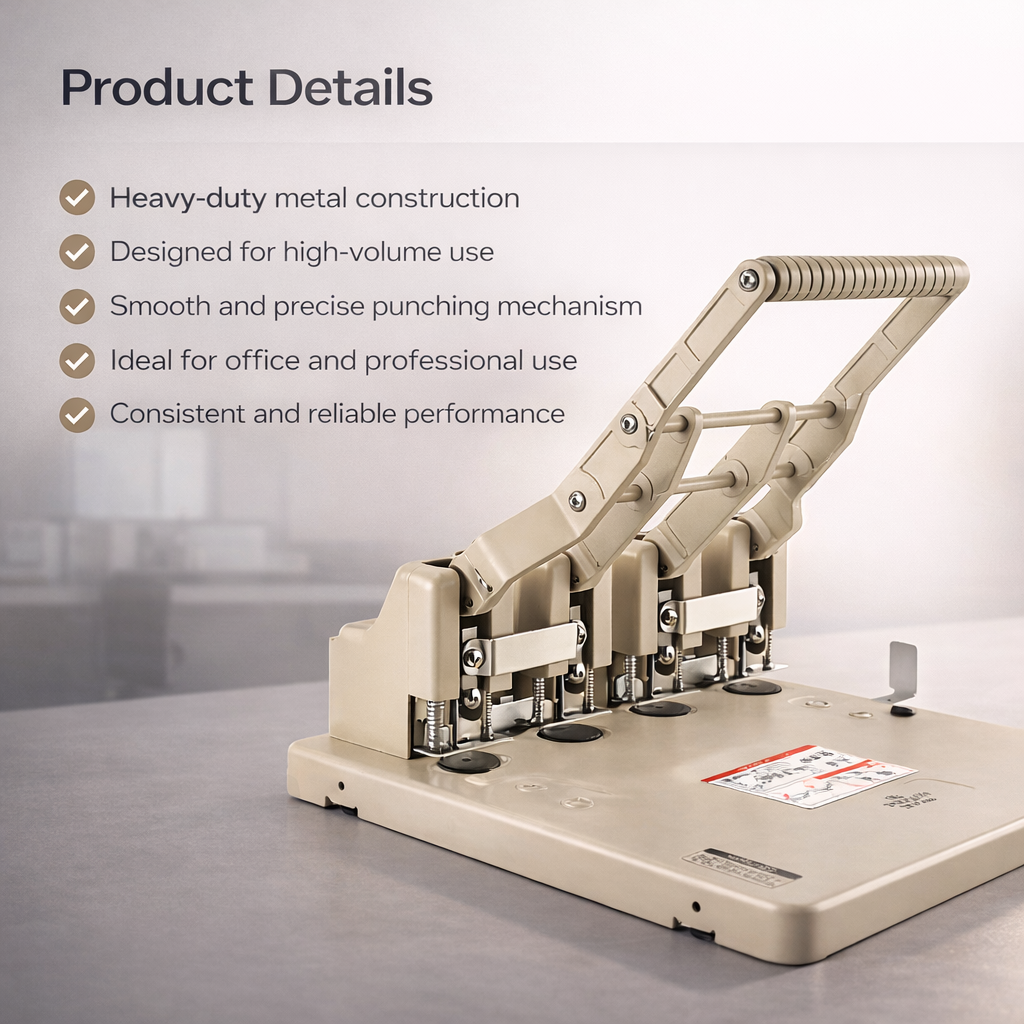 Kangaro HDP-4160 4 Hole Heavy Duty Metal Paper Punch| 150 Sheets Capacity | Office Essentials  5