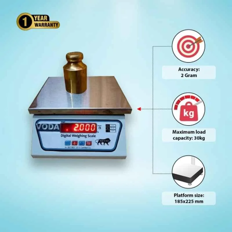 Voda 30kg Metal Counter Weighing Scale with 1 Year Warranty Platform Size: 185x225 mm(Counter Weighing Scale) 3