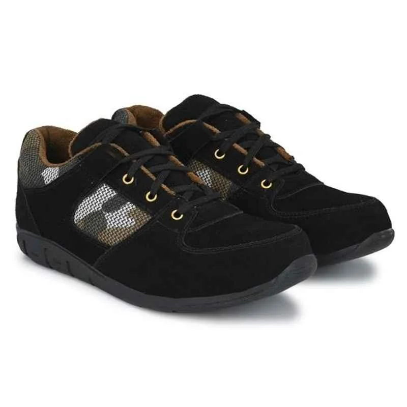 ArmaDuro AD1005 Suede Leather Steel Toe Black Work Safety Shoes, Size: 6 5
