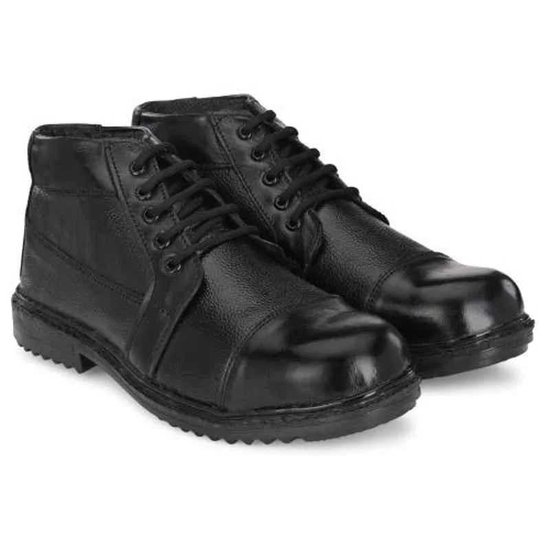 ArmaDuro AD1008 Leather Steel Toe Black Work Safety Shoes, Size: 7 3