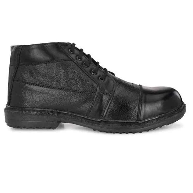 ArmaDuro AD1008 Leather Steel Toe Black Work Safety Shoes, Size: 8 2