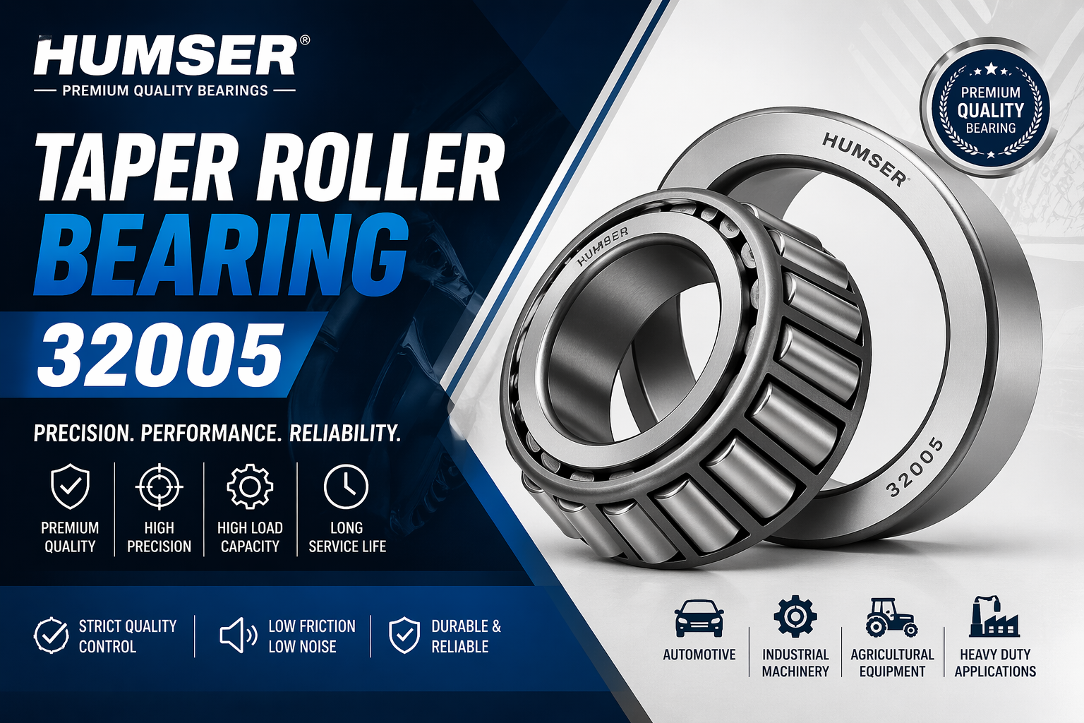 HUMSER EV 32005 Heavy Duty Taper Roller Bearing 1 4