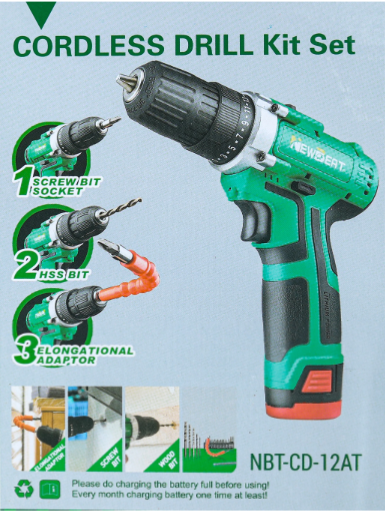 NEW BEAT Cordless Impact drill kit set | drilling machine| Screwdriver Pistol Grip Drill 12V|1400 RPM (12KT)(NEW BEAT Cordless Impact drill kit set | drilling ) 2