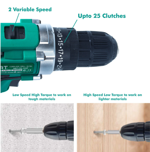 NEW BEAT Cordless Impact drill kit set | drilling machine| Screwdriver Pistol Grip Drill 12V|1400 RPM (12KT)(NEW BEAT Cordless Impact drill kit set | drilling ) 3