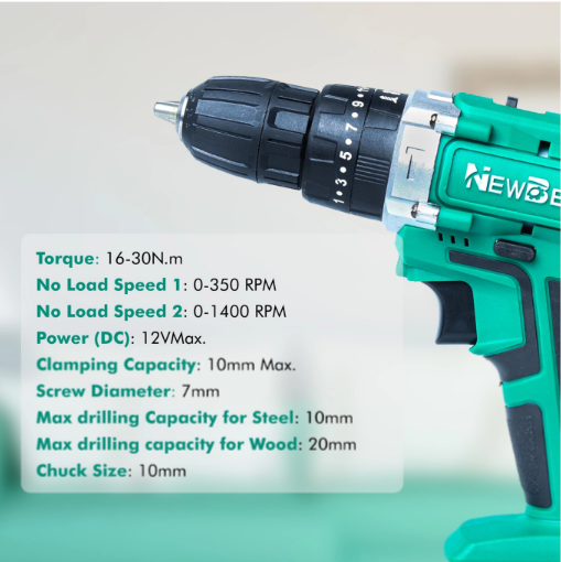 NEW BEAT Cordless Impact drill kit set | drilling machine| Screwdriver Pistol Grip Drill 12V|1400 RPM (12KT)(NEW BEAT Cordless Impact drill kit set | drilling ) 4