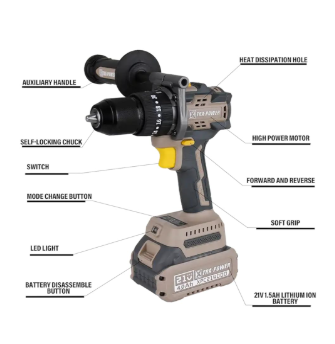 XTRAPOWER CORDLESS BRUSHLESS IMPACT DRILL 13 MM, 21 V XPC-ID-02(XTRAPOWER CORDLESS BRUSHLESS IMPACT DRILL 13 MM, 2) 2