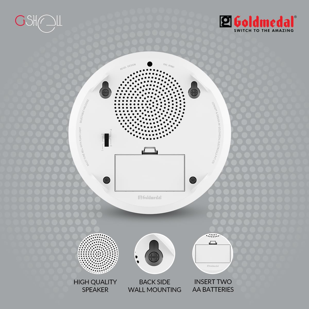 Goldmedal G-Shell Door Bell | Wired Electronic Door Chime | Calling Bell For Home,Office | -White 2