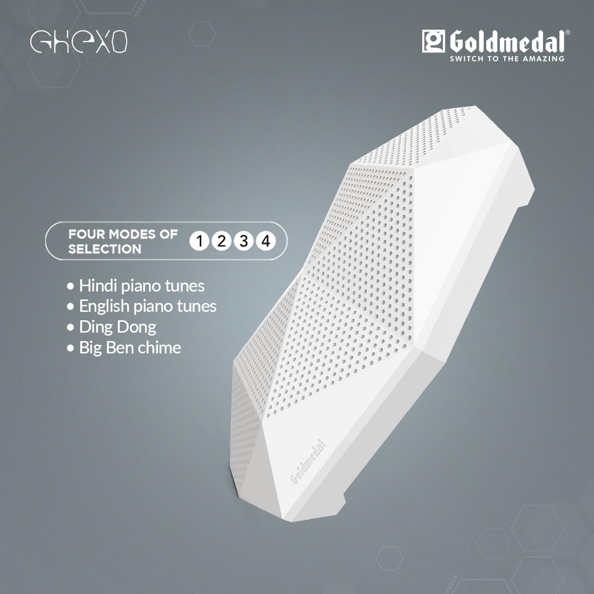 Goldmedal G-Hexo Polyphonic Door Bell | Calling Bell For Home | Door Bell For Office,School | Unique Design | Easy To Install | - White 3