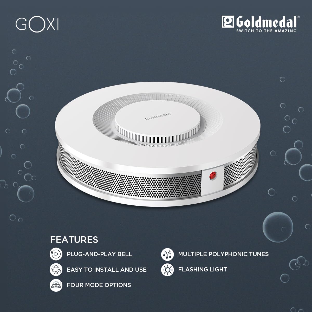 Goldmedal G-Oxi Door Bell | Calling Bell for Home | Wired Electric Door Chime for Office | Sleek White Design | With LED Flash Light |-(Pack of 1) 2