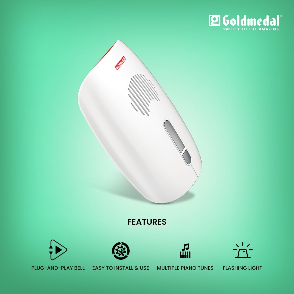 Goldmedal Welcome Door Bell for Home | Wired Electronic Door Bell | Calling bell for office | With LED Light | High Quality Sound | White (Pack Of 1) 2
