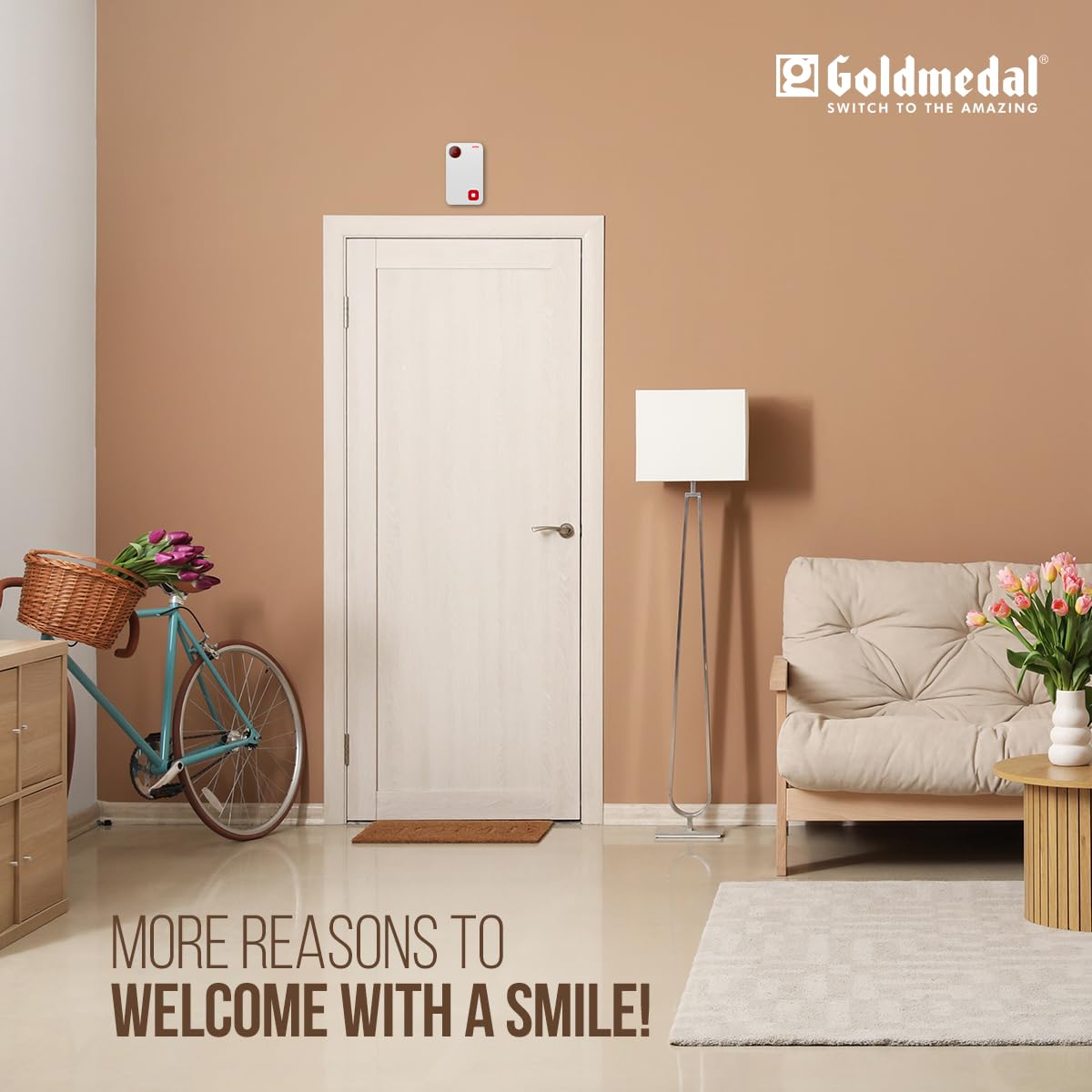 Goldmedal Red Dot Polyphonic Door Bell For Home | Calling Bell For Office,School | Wired Electric Door Bell | LED Flash Light | - White & Red 2