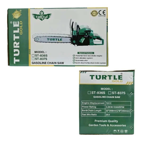 Turtle Gold ST-837S Petrol Chain Saw (18″, 3.5KW, 72cc, 450mm)(ST-837S) 5