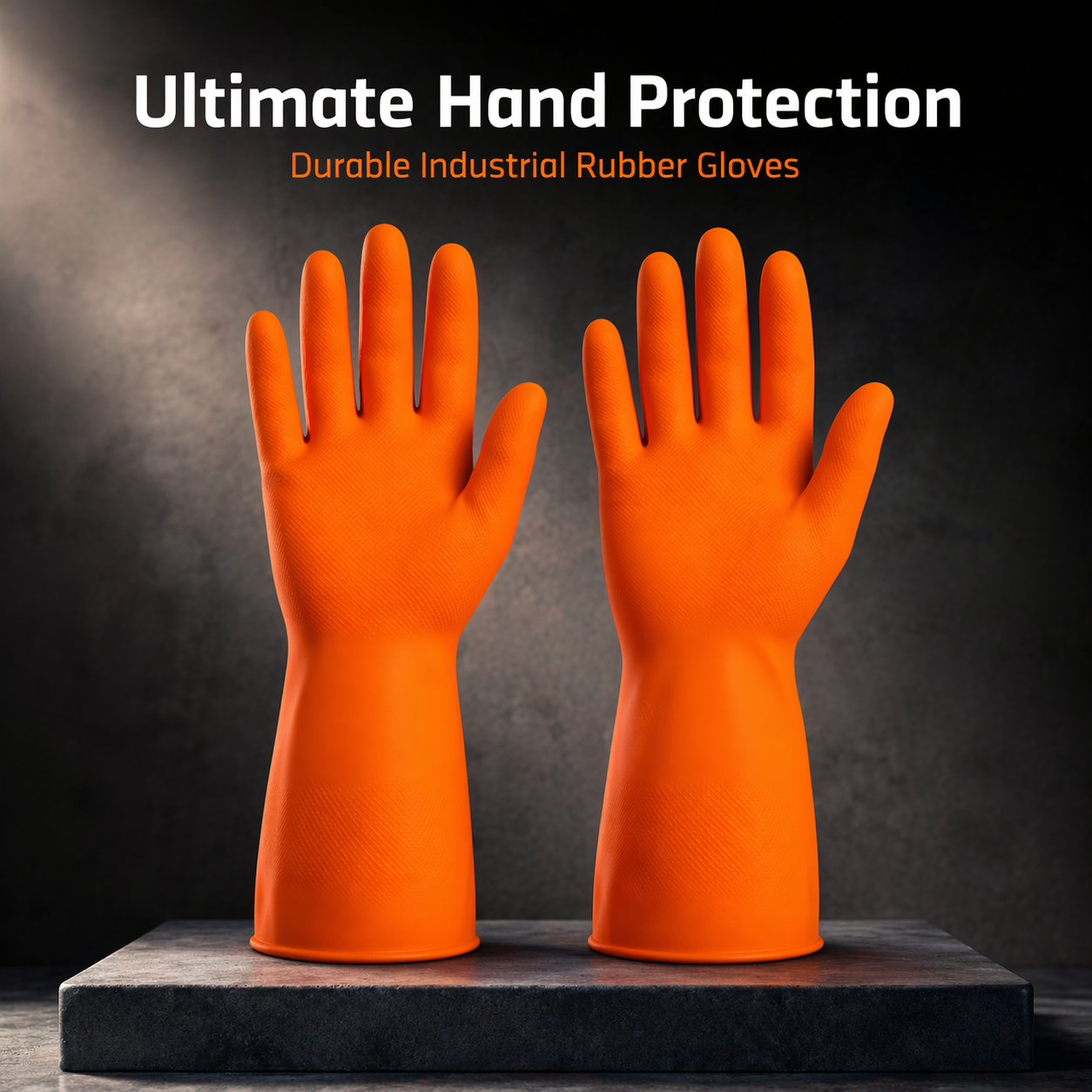 12inch Hand Gloves(12 pairs) Rubber for Industrial Use, Orange Color 2