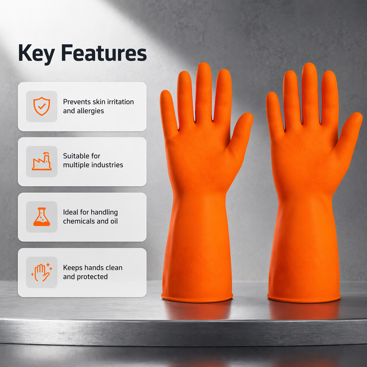 12inch Hand Gloves(12 pairs) Rubber for Industrial Use, Orange Color 3