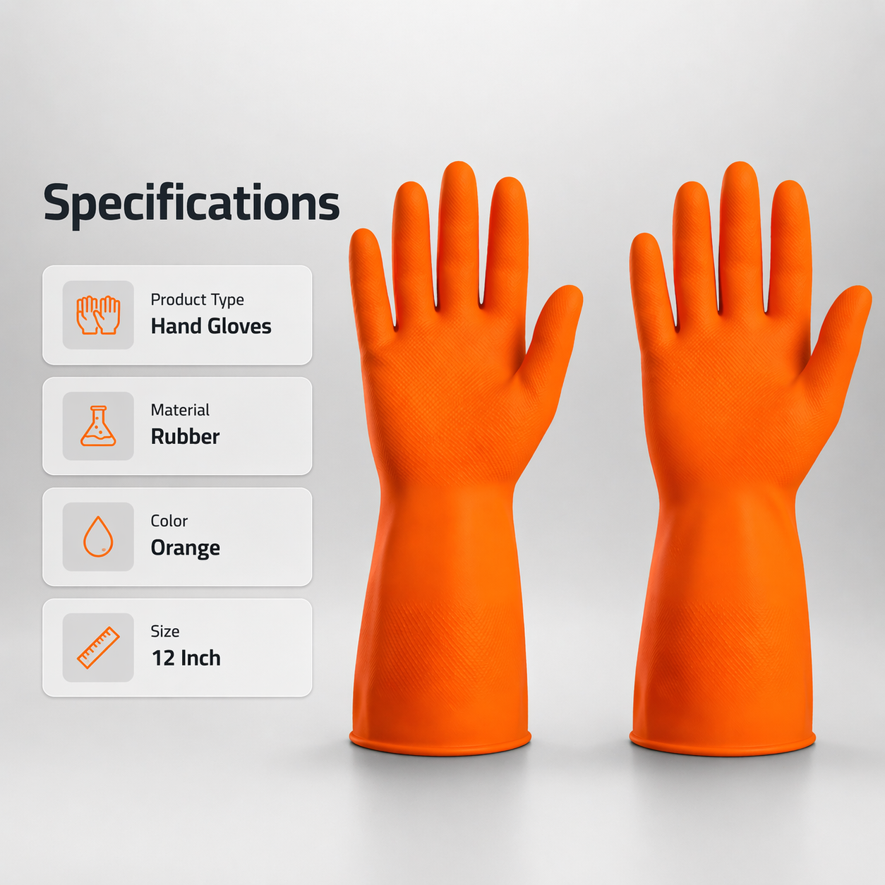 12inch Hand Gloves(12 pairs) Rubber for Industrial Use, Orange Color 4
