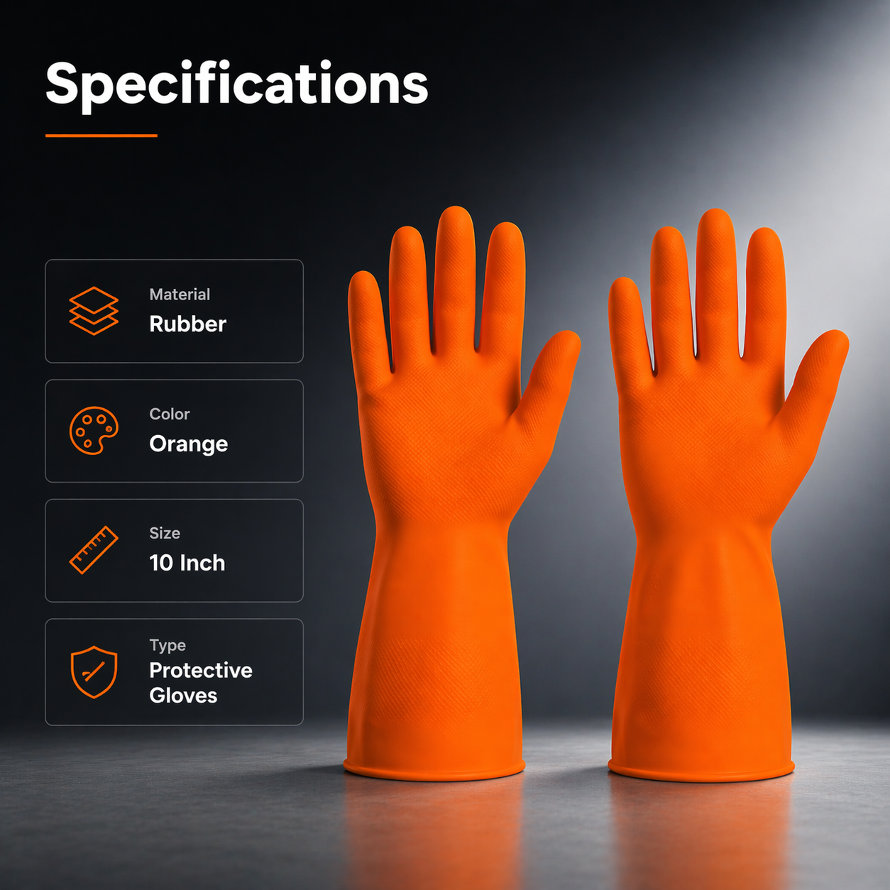 10” Orange Rubber Gloves 4